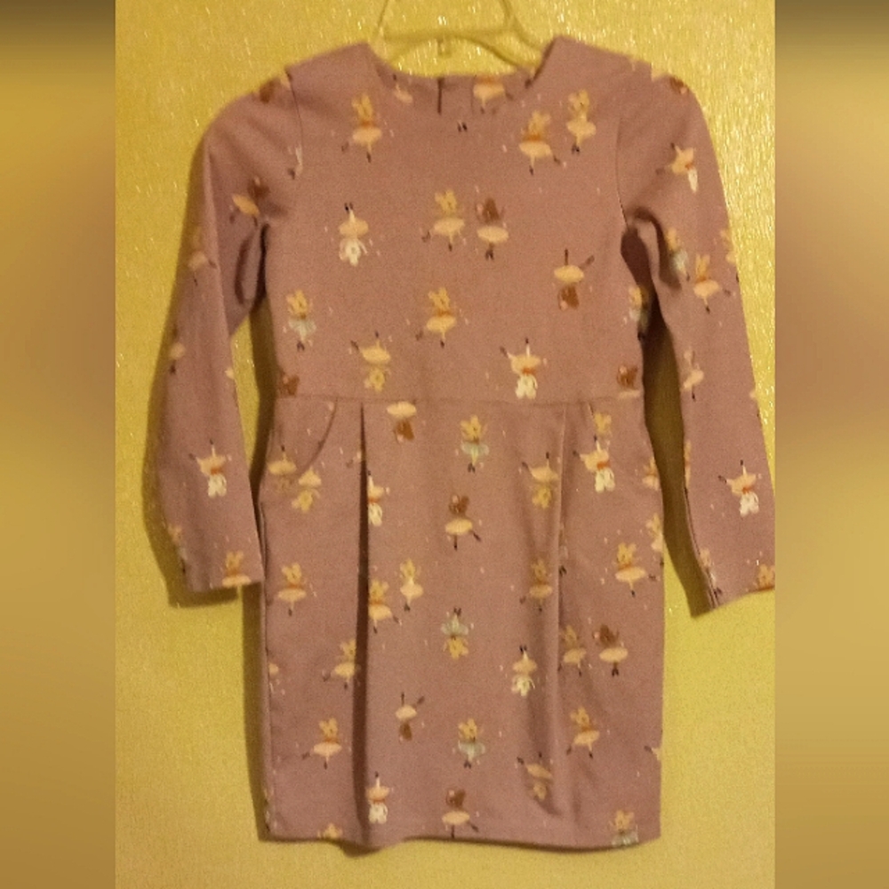 Girl's H&M ballet mouse long-sleeved dress with pockets sz. 8-10 year old.